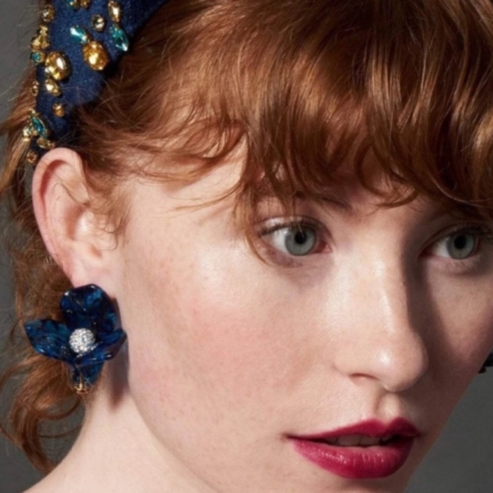 Lele Sadoughi Blue and Black trillium Earrings